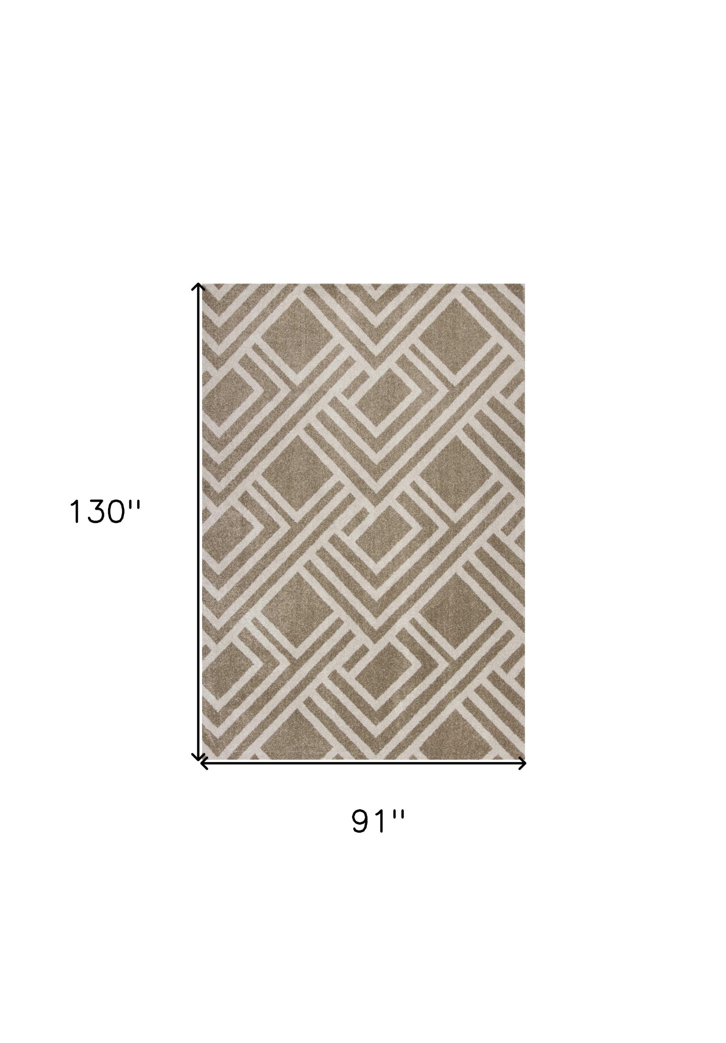 2'X4' Beige Machine Woven Uv Treated Geometric Indoor Outdoor Accent Rug