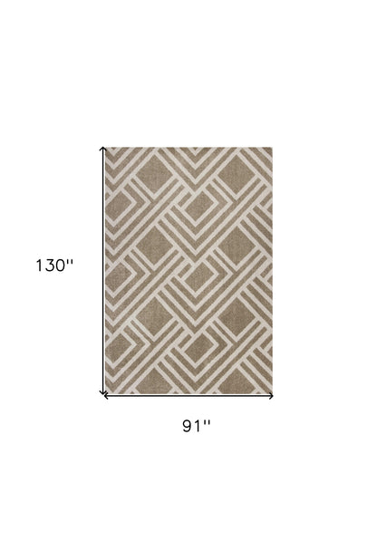 2'X4' Beige Machine Woven Uv Treated Geometric Indoor Outdoor Accent Rug