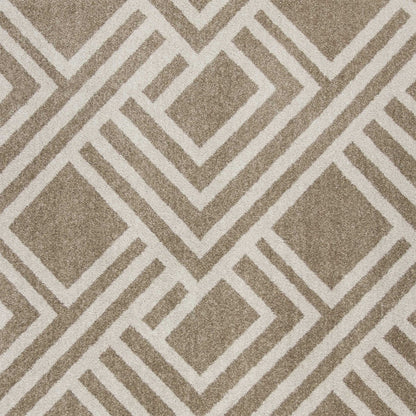 2'X4' Beige Machine Woven Uv Treated Geometric Indoor Outdoor Accent Rug