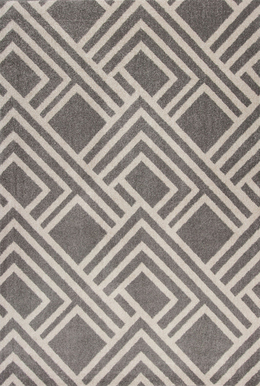 2' X 4' Gray Geometric Indoor Outdoor Area Rug