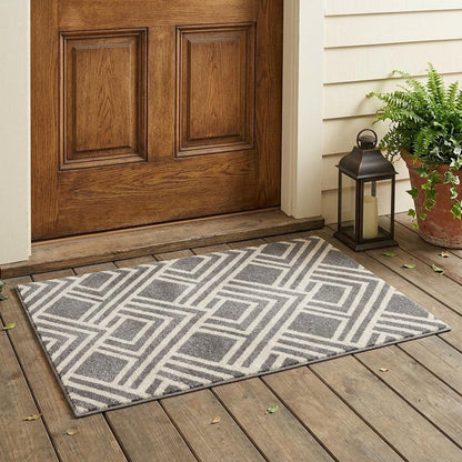 2' X 4' Gray Geometric Indoor Outdoor Area Rug HomeRoots