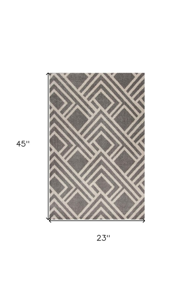 2' X 4' Gray Geometric Indoor Outdoor Area Rug HomeRoots