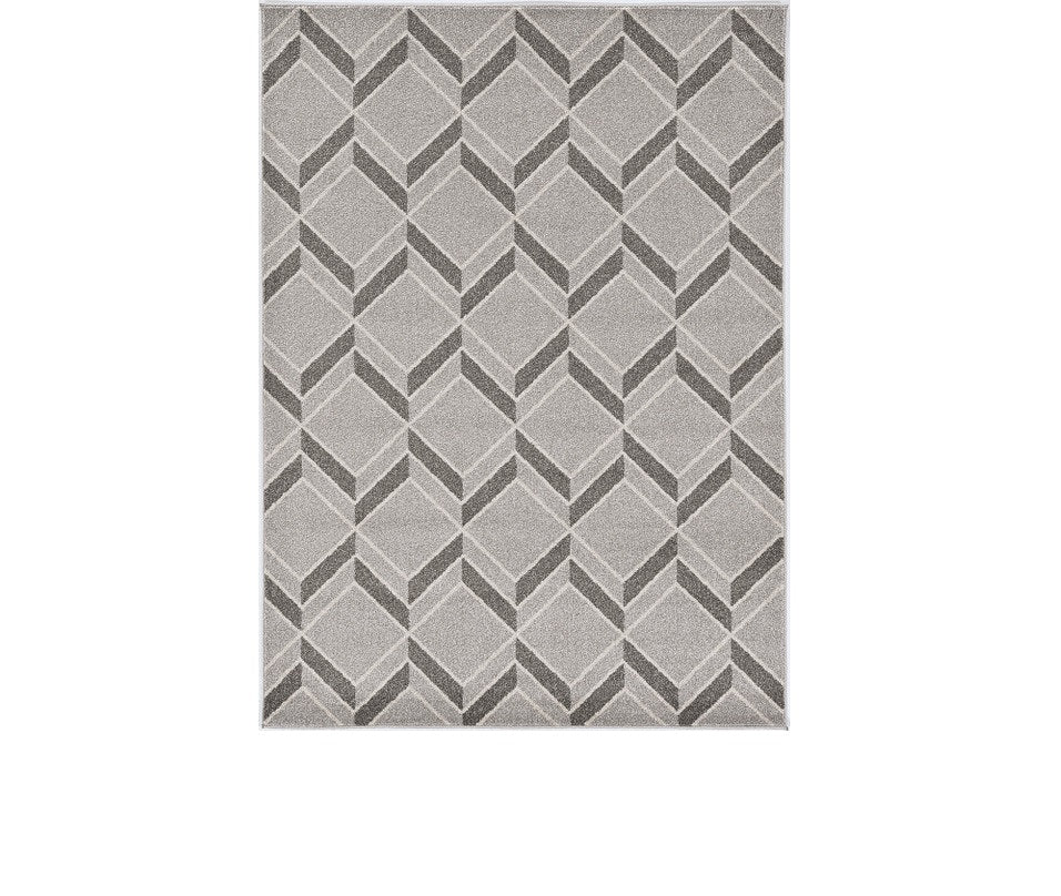 8'X11' Grey Machine Woven Uv Treated Herringbone Illusion Indoor Outdoor Area Rug