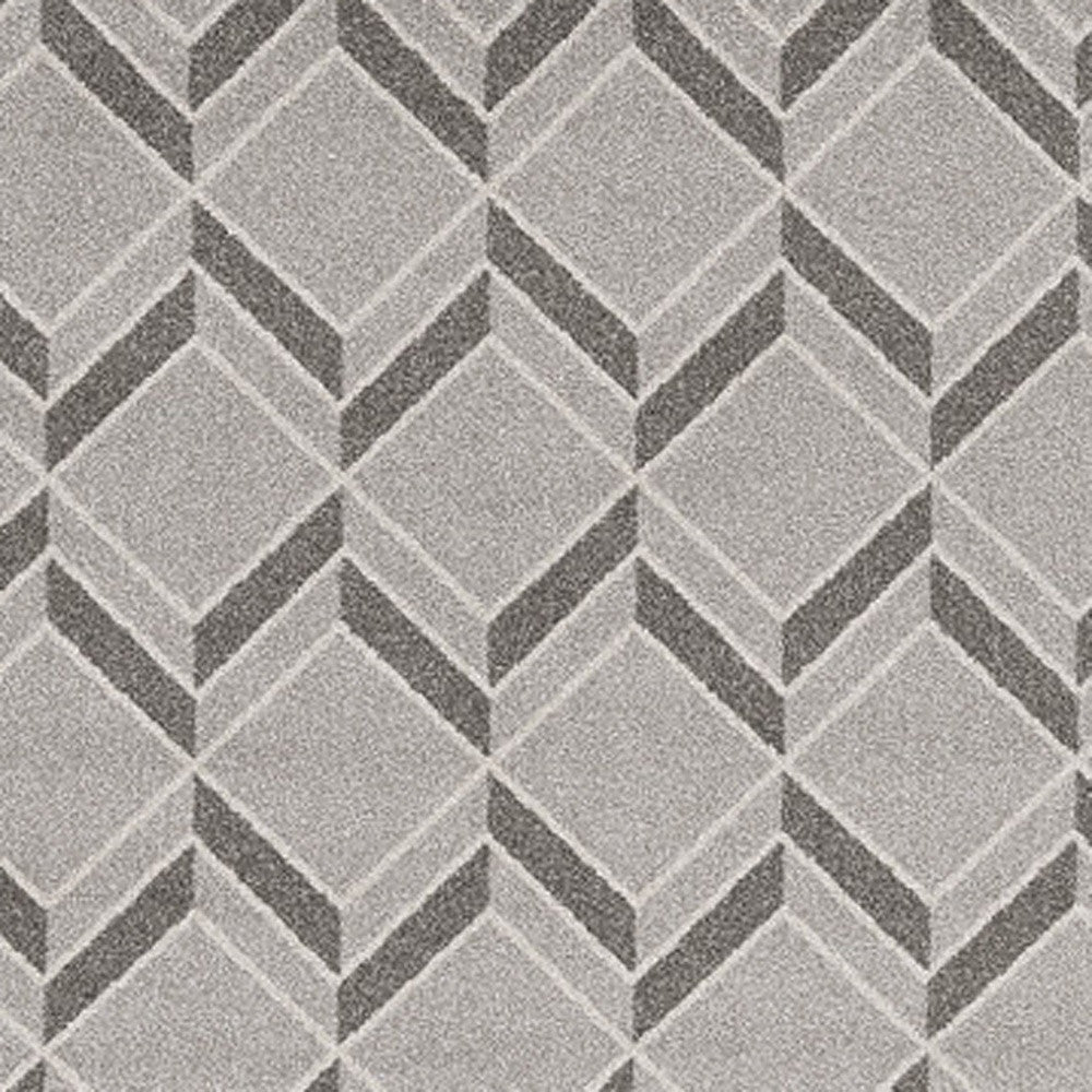 8'X11' Grey Machine Woven Uv Treated Herringbone Illusion Indoor Outdoor Area Rug