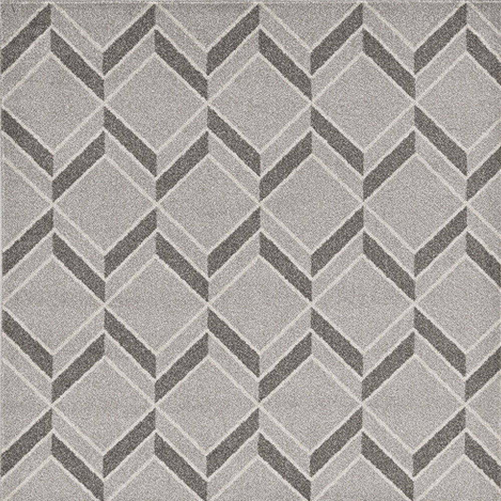 8'X11' Grey Machine Woven Uv Treated Herringbone Illusion Indoor Outdoor Area Rug