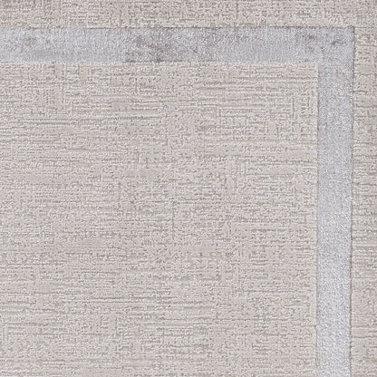 3'X5' Ivory Silver Machine Woven Bordered Indoor Area Rug