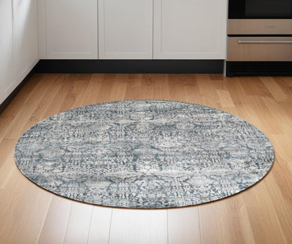 8' X 8' Teal Floral Area Rug - 91.0" (H) x 91.0" (W) x 0.5" (D)