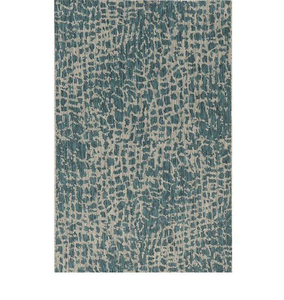 3' X 4' Teal Blue Abstract Indoor Outdoor Area Rug — view 5
