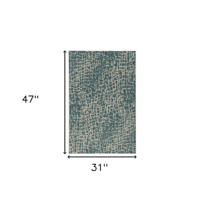 3' X 4' Teal Blue Abstract Indoor Outdoor Area Rug HomeRoots
