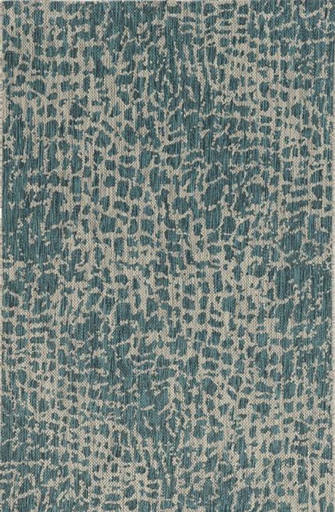 3' X 4' Teal Blue Abstract Indoor Outdoor Area Rug — view 4