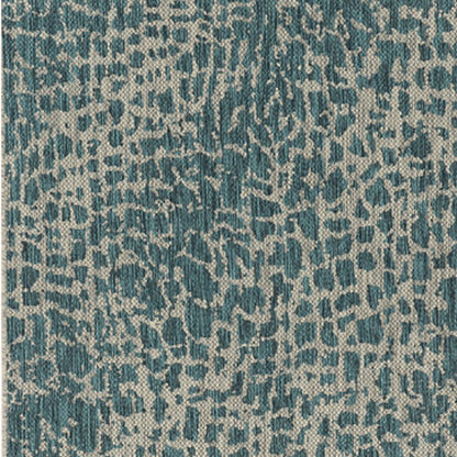 5' X 8'  Teal Animal Print Outdoor Area Rug