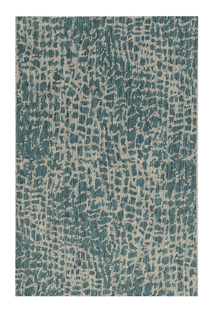 5' X 8'  Teal Animal Print Outdoor Area Rug