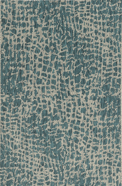 5' X 8'  Teal Animal Print Outdoor Area Rug