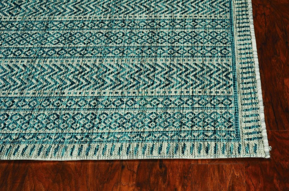 3' X 4' Teal And Beige Geometric Area Rug HomeRoots