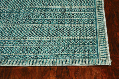 3' X 4' Teal And Beige Geometric Area Rug HomeRoots
