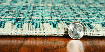 3' X 4' Teal And Beige Geometric Area Rug HomeRoots