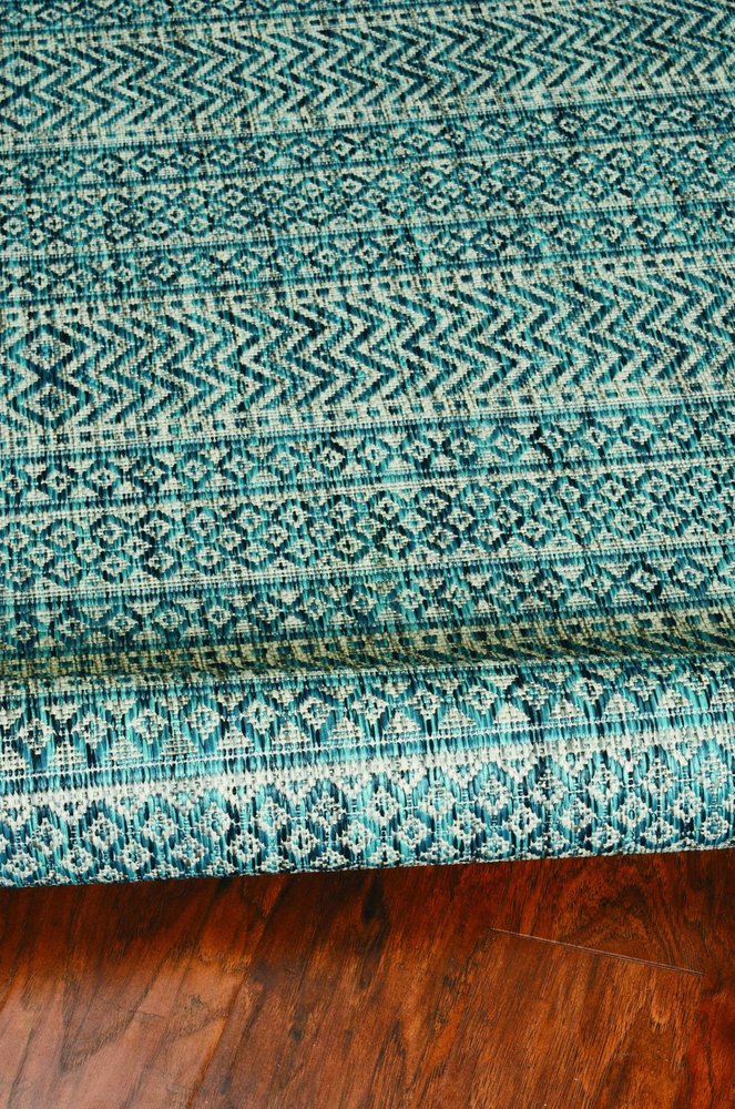 3' X 4' Teal And Beige Geometric Area Rug HomeRoots