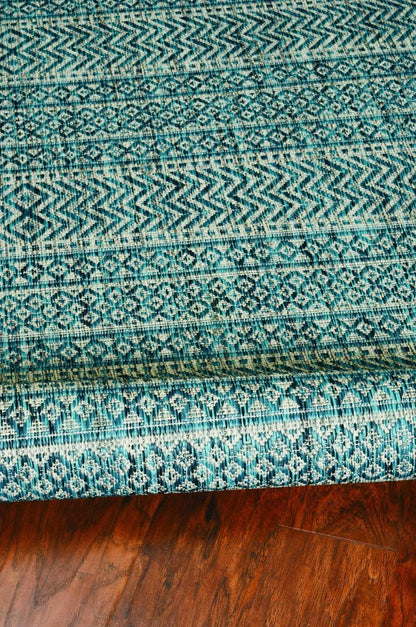 3' X 4' Teal And Beige Geometric Area Rug HomeRoots