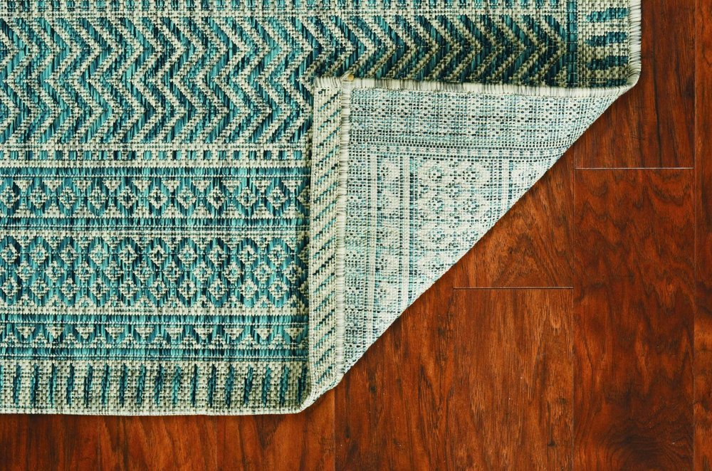 3' X 4' Teal And Beige Geometric Area Rug HomeRoots