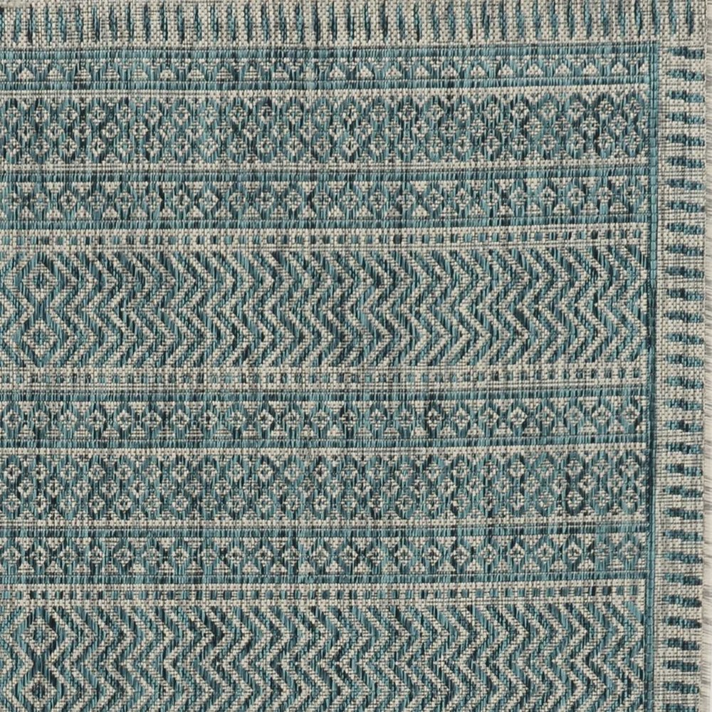 3' X 4' Teal And Beige Geometric Area Rug HomeRoots