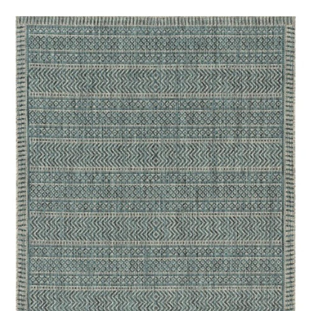 3' X 4' Teal And Beige Geometric Area Rug HomeRoots