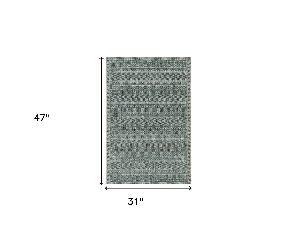 3' X 4' Teal And Beige Geometric Area Rug HomeRoots