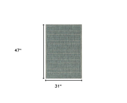 3' X 4' Teal And Beige Geometric Area Rug HomeRoots
