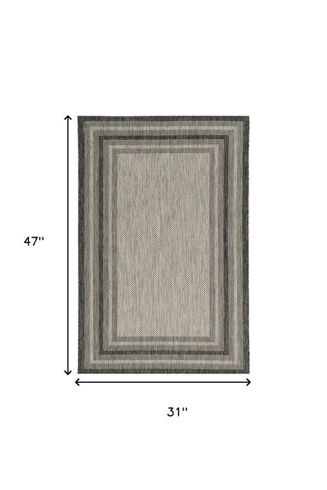 3' X 4' Blue And Green Striped Indoor Outdoor Area Rug HomeRoots
