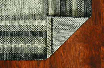 3' X 4' Blue And Green Striped Indoor Outdoor Area Rug HomeRoots