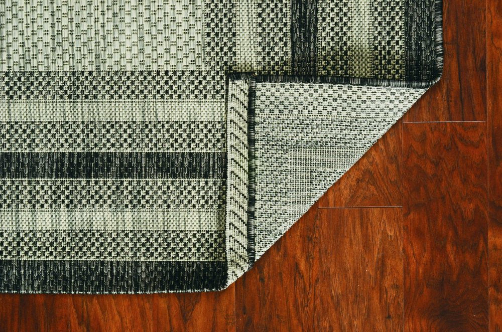 3' X 4' Blue And Green Striped Indoor Outdoor Area Rug HomeRoots