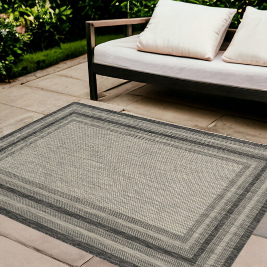 8' X 11' Gray Striped Indoor Outdoor Area Rug