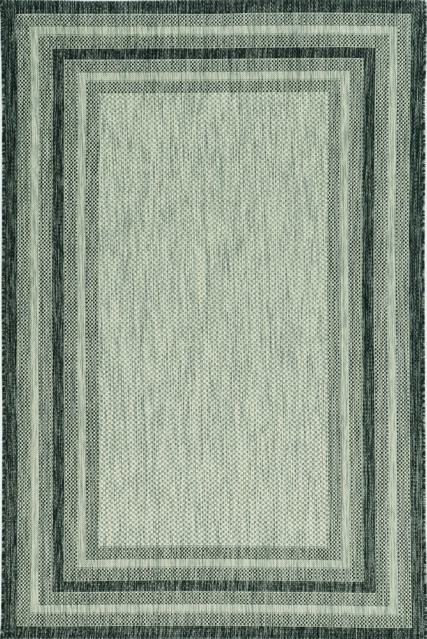 8'X11' Grey Machine Woven Uv Treated Bordered Indoor Outdoor Area Rug