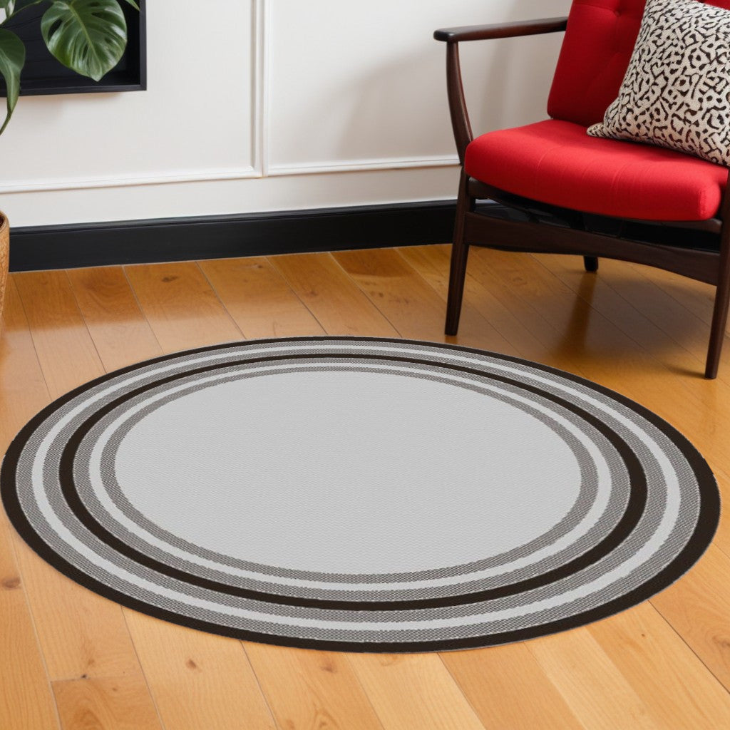 8' X 8' Gray Striped Indoor Outdoor Area Rug