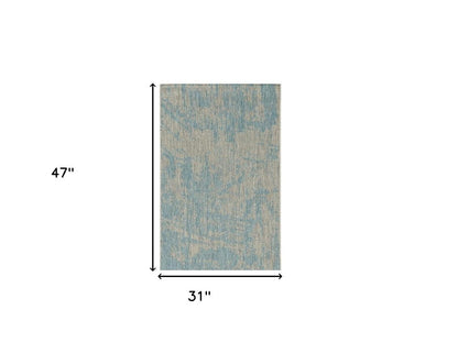 3' X 4' Green And Denim Blue Abstract Area Rug HomeRoots