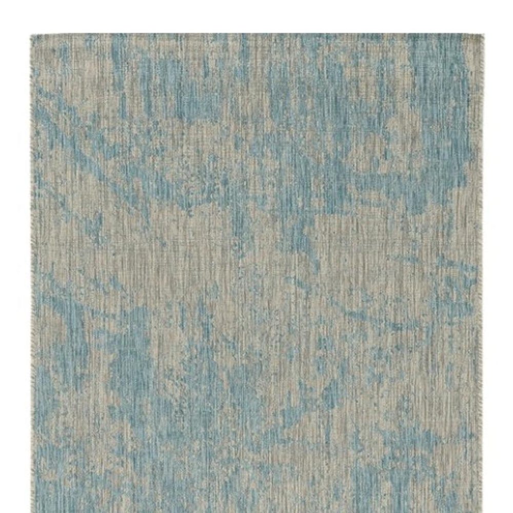 3' X 4' Green And Denim Blue Abstract Area Rug — view 6