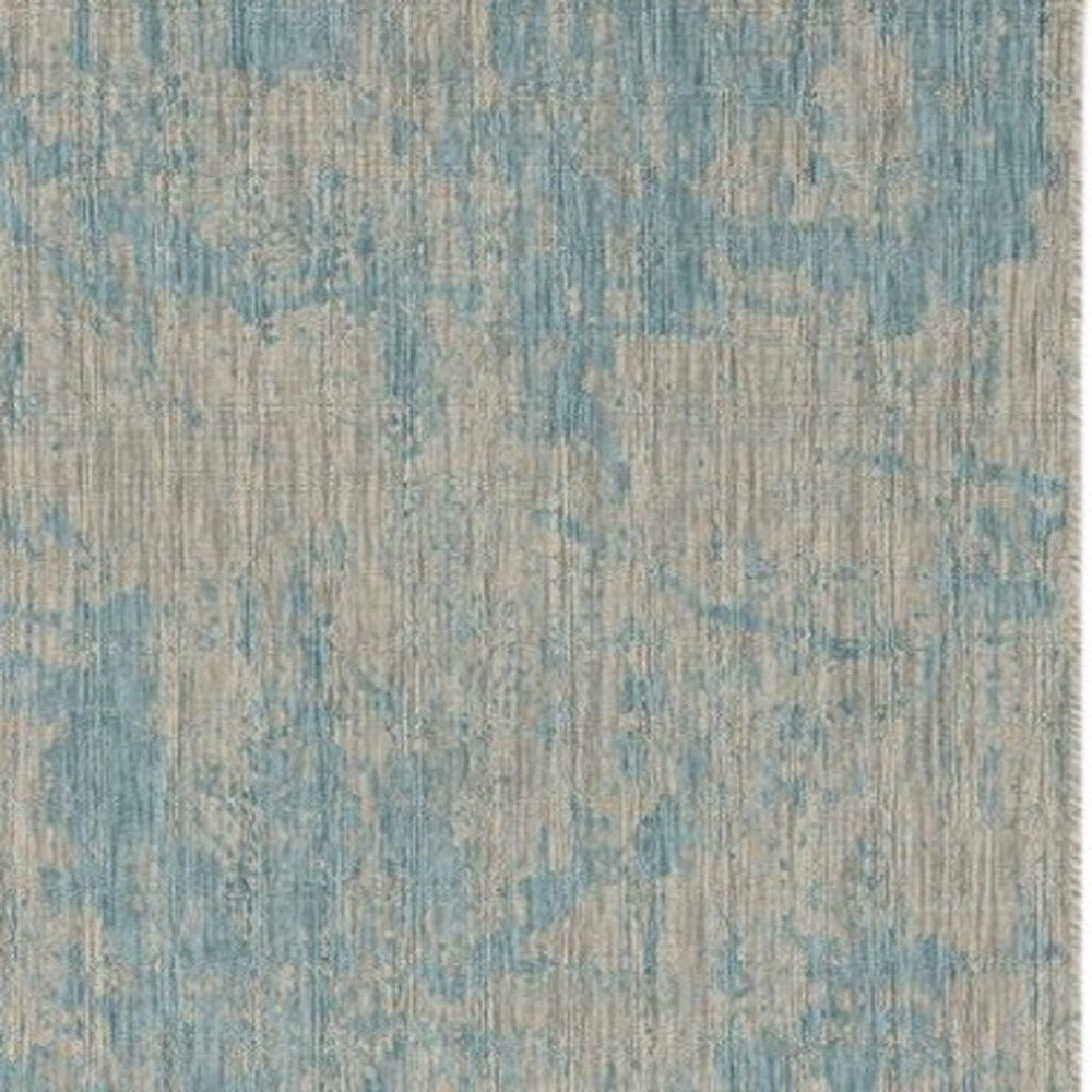 3' X 4' Green And Denim Blue Abstract Area Rug — view 7