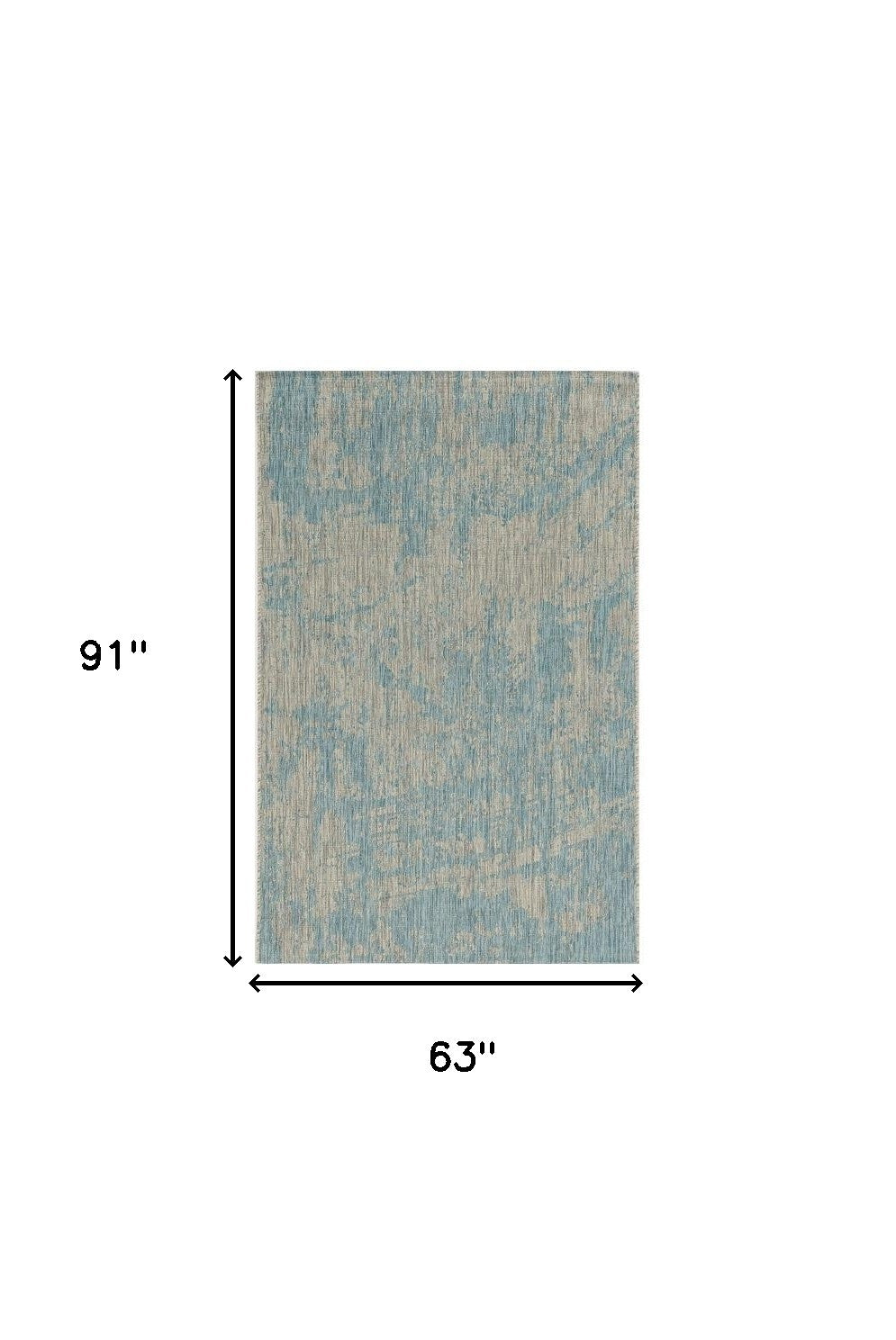 8'X11' Teal Machine Woven Abstract Strokes Indoor Outdoor Area Rug