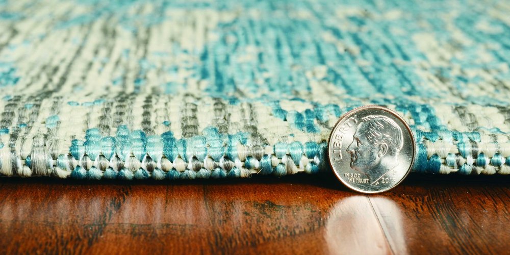 8' Blue And Green Round Abstract Indoor Outdoor Area Rug — view 3