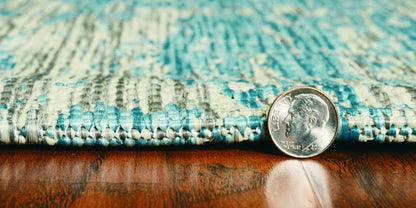 8' Blue And Green Round Abstract Indoor Outdoor Area Rug HomeRoots