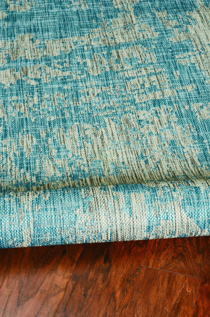 8' Blue And Green Round Abstract Indoor Outdoor Area Rug HomeRoots