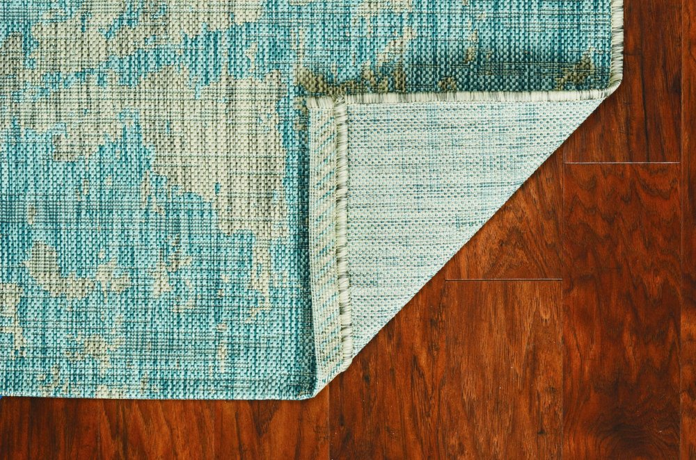 8' Blue And Green Round Abstract Indoor Outdoor Area Rug — view 5