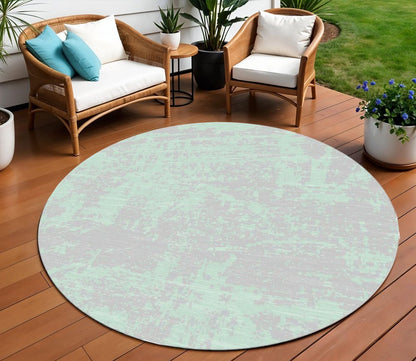 8' Blue And Green Round Abstract Indoor Outdoor Area Rug HomeRoots