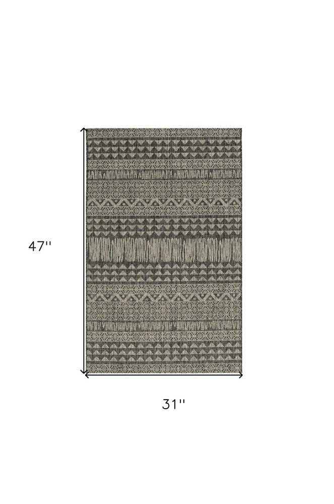 3' X 4' Charcoal Southwestern Indoor Outdoor Area Rug — view 6