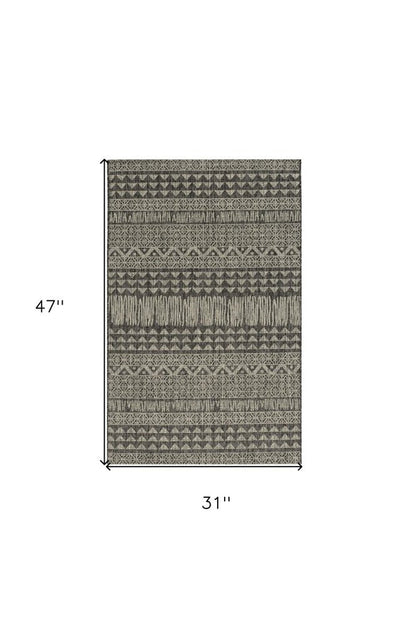 3' X 4' Charcoal Southwestern Indoor Outdoor Area Rug HomeRoots