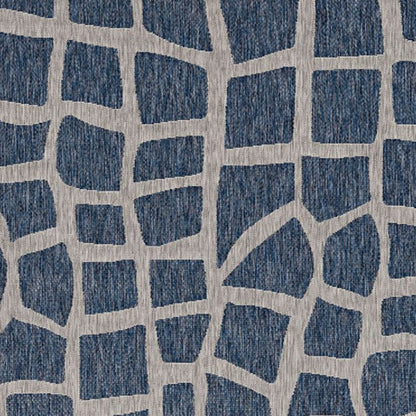 3'X4' Blue Grey Machine Woven Uv Treated Abstract Indoor Outdoor Accent Rug