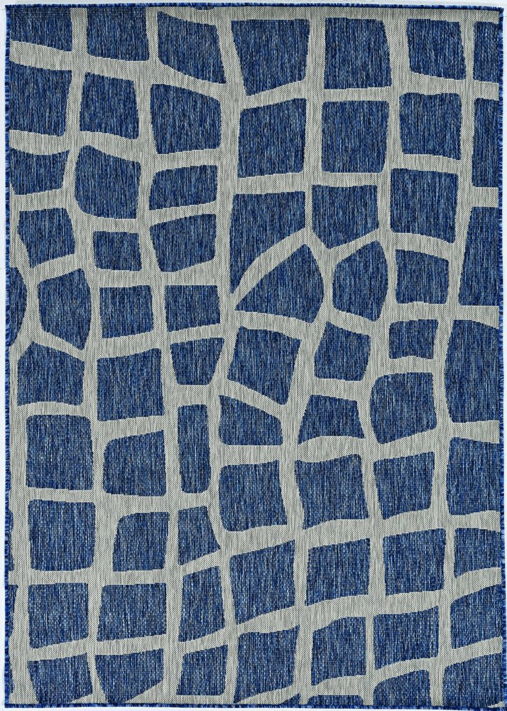 5' X 8' Blue Or Grey Abstract Panels Area Rug HomeRoots