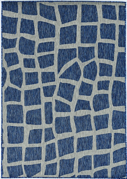 5' X 8' Blue Or Grey Abstract Panels Area Rug HomeRoots