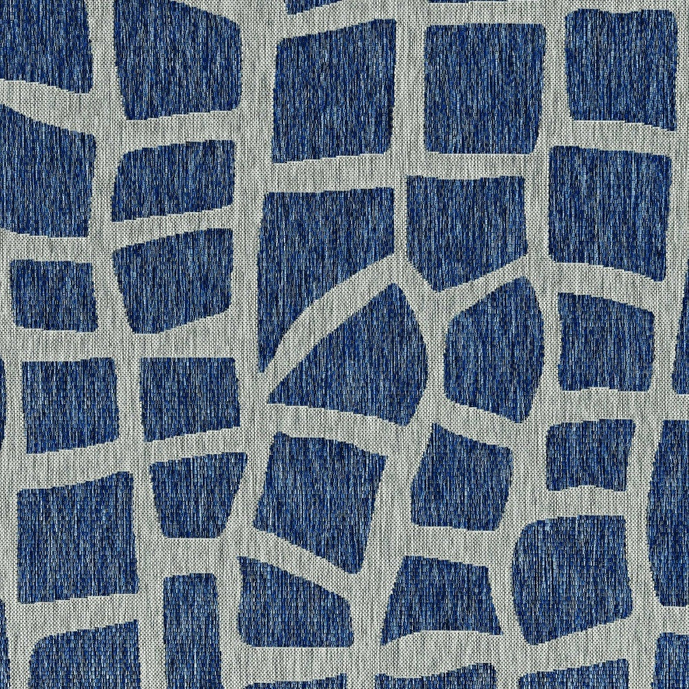 3'X4' Blue Grey Machine Woven Uv Treated Abstract Indoor Outdoor Accent Rug