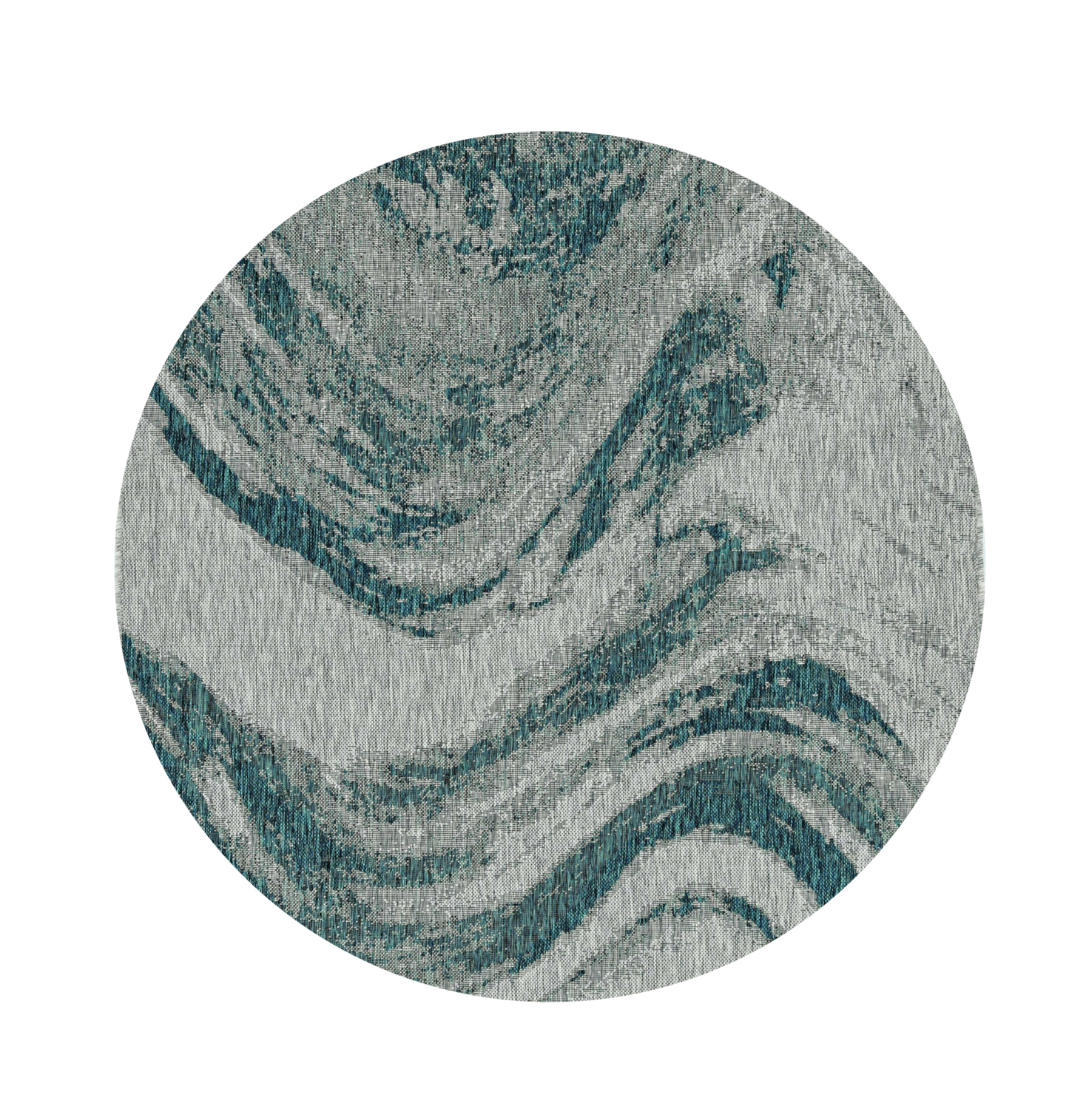 3'X4' Grey Teal Machine Woven Uv Treated Abstract Waves Indoor Outdoor Accent Rug