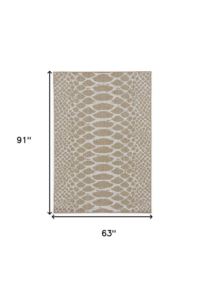 5' X 8' Natural Animal Print Area Rug HomeRoots